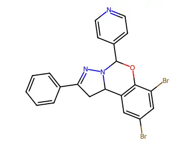 7,9-dibromo-2-phenyl-5-(pyridin-4-yl)-1,10b-dihydropyrazolo[1,5-c][1,3]benzoxazine structure