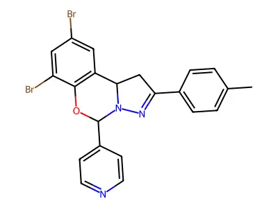 7,9-dibromo-2-(4-methylphenyl)-5-(pyridin-4-yl)-1,10b-dihydropyrazolo[1,5-c][1,3]benzoxazine structure