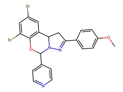 7,9-dibromo-2-(4-methoxyphenyl)-5-(pyridin-4-yl)-1,10b-dihydropyrazolo[1,5-c][1,3]benzoxazine structure
