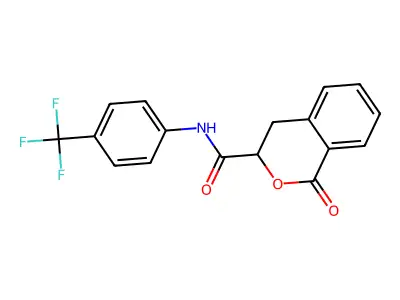 1-oxo-N-[4-(trifluoromethyl)phenyl]-3,4-dihydro-1H-isochromene-3-carboxamide structure