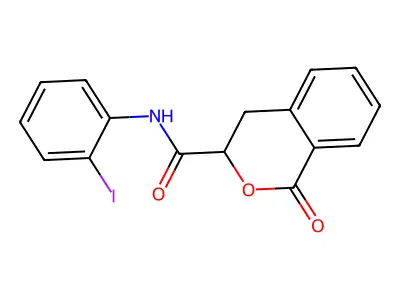 N-(2-iodophenyl)-1-oxo-3,4-dihydroisochromene-3-carboxamide structure
