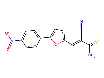 (E)-2-cyano-3-(5-(4-nitrophenyl)furan-2-yl)prop-2-enethioamide structure