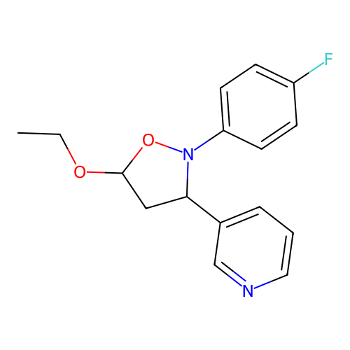 Pyridine, 3-(5-ethoxy-2-(4-fluorophenyl)-3-isoxazolidinyl)- structure