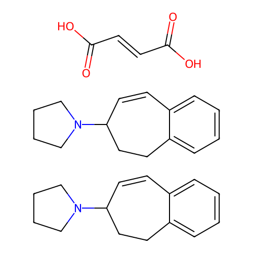 Pyrrolidine, 1-(6,7-dihydro-5H-benzocyclohepten-7-yl)-, (E)-2-butenedioate (2:1) structure