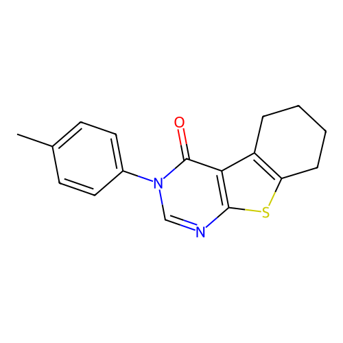 3-(4-methylphenyl)-5,6,7,8-tetrahydro[1]benzothieno[2,3-d]pyrimidin-4(3H)-one structure