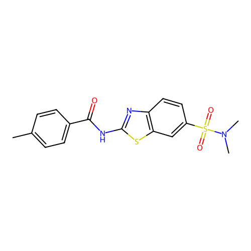 N-[6-(dimethylsulfamoyl)-1,3-benzothiazol-2-yl]-4-methylbenzamide structure