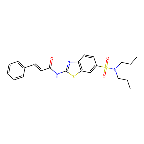 N-[6-(dipropylsulfamoyl)-1,3-benzothiazol-2-yl]-3-phenylprop-2-enamide structure