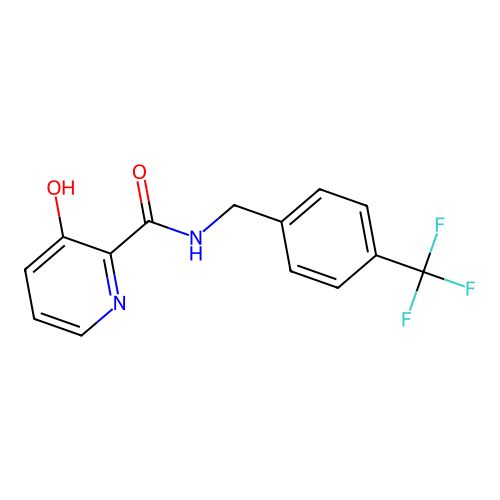 3-hydroxy-N-[[4-(trifluoromethyl)phenyl]methyl]pyridine-2-carboxamide structure