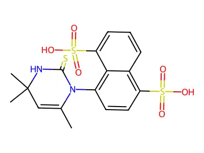4-(2-Mercapto-4,4,6-trimethyl-1(4H)-pyrimidinyl)-1,5-naphthalenedisulfonic acid structure