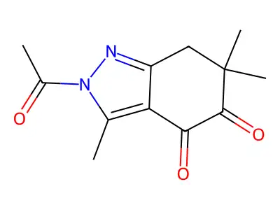 2-acetyl-3,6,6-trimethyl-6,7-dihydro-2H-indazole-4,5-dione structure