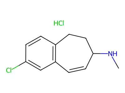 5H-Benzocyclohepten-7-amine, 6,7-dihydro-2-chloro-N-methyl-, hydrochloride structure