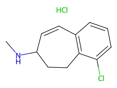 5H-Benzocyclohepten-7-amine, 6,7-dihydro-4-chloro-N-methyl-, hydrochloride structure