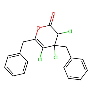 4,6-Dibenzyl-3,4,5-trichloro-3,4-dihydro-2H-pyran-2-one structure