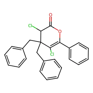 4,4-dibenzyl-3,5-dichloro-6-phenyl-3H-pyran-2-one structure