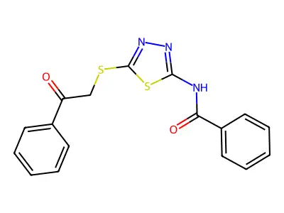 N-{5-[(2-oxo-2-phenylethyl)sulfanyl]-1,3,4-thiadiazol-2-yl}benzamide structure