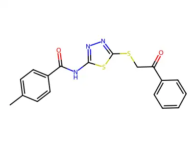 4-methyl-N-{5-[(2-oxo-2-phenylethyl)sulfanyl]-1,3,4-thiadiazol-2-yl}benzamide structure