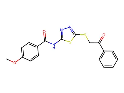 4-methoxy-N-{5-[(2-oxo-2-phenylethyl)sulfanyl]-1,3,4-thiadiazol-2-yl}benzamide structure