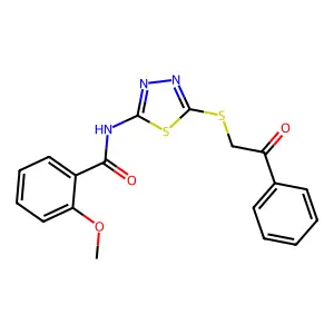 2-methoxy-N-{5-[(2-oxo-2-phenylethyl)sulfanyl]-1,3,4-thiadiazol-2-yl}benzamide structure