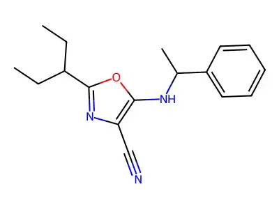 2-Pentan-3-yl-5-(1-phenylethylamino)-1,3-oxazole-4-carbonitrile structure