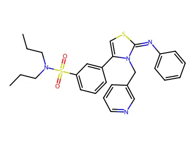 3-[(2Z)-2-(phenylimino)-3-(pyridin-3-ylmethyl)-2,3-dihydro-1,3-thiazol-4-yl]-N,N-dipropylbenzenesulfonamide structure