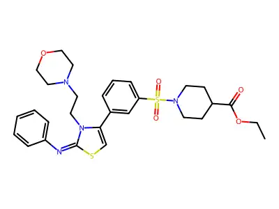 ethyl 1-({3-[(2Z)-3-[2-(morpholin-4-yl)ethyl]-2-(phenylimino)-2,3-dihydro-1,3-thiazol-4-yl]phenyl}sulfonyl)piperidine-4-carboxylate structure
