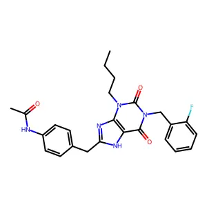1-(2-Fluorobenzyl)-3-Butyl-8-(N-Acetyl-4-Aminobenzyl)-Xanthine structure