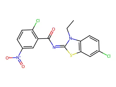 2-Chloro-N-(6-chloro-3-ethyl-1,3-benzothiazol-2(3H)-ylidene)-5-nitrobenzamide structure