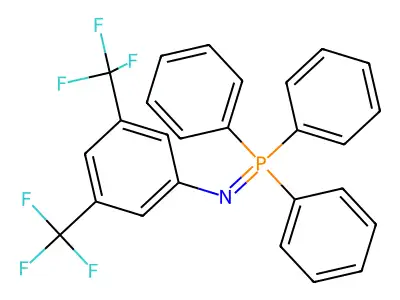 N1-(1,1,1-triphenyl-lambda~5~-phosphanylidene)-3,5-di(trifluoromethyl)aniline structure