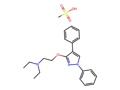 Diphenyl-1,4 beta-diethylaminoethoxy-3 pyrazole methanesulfonate [French] structure