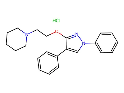 Piperidine, 1-(2-((1,4-diphenyl-1H-pyrazol-3-yl)oxy)ethyl)-, monohydrochloride structure