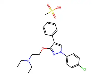 Ethanamine, 2-((1-(4-chlorophenyl)-4-phenyl-1H-pyrazol-3-yl)oxy)-N,N-diethyl-, monomethanesulfonate structure