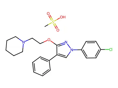 Piperidine, 1-(2-((1-(4-chlorophenyl)-4-phenyl-1H-pyrazol-3-yl)oxy)ethyl)-, monomethanesulfonate structure