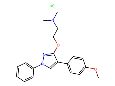 Ethanamine, N,N-dimethyl-2-((4-(4-methoxyphenyl)-1-phenyl-1H-pyrazol-3-yl)oxy)-, monohydrochloride structure