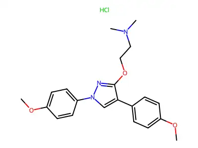 Ethanamine, 2-((1,4-bis(4-methoxyphenyl)-1H-pyrazol-3-yl)oxy)-N,N-dimethyl-, monohydrochloride structure