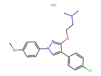 Ethanamine, 2-((4-(4-chlorophenyl)-1-(4-methoxyphenyl)-1H-pyrazol-3-yl)oxy)-N,N-dimethyl-, monohydrochloride structure
