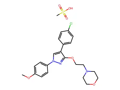 Morpholine, 4-(2-((4-(4-chlorophenyl)-1-(4-methoxyphenyl)-1H-pyrazol-3-yl)oxy)ethyl)-, monomethanesulfonate structure