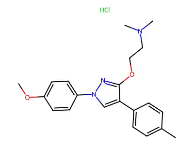 Ethanamine, 2-((1-(4-methoxyphenyl)-4-(4-methylphenyl)-1H-pyrazol-3-yl)oxy)-N,N-dimethyl-, monohydrochloride structure