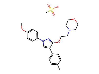 Morpholine, 4-(2-((1-(4-methoxyphenyl)-4-(4-methylphenyl)-1H-pyrazol-3-yl)oxy)ethyl)-, monomethanesulfonate structure