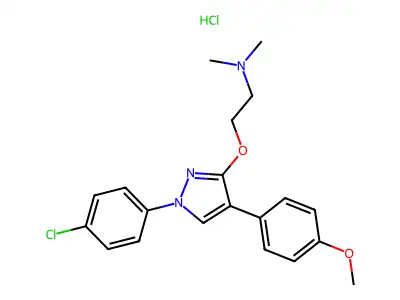 Ethanamine, 2-((1-(4-chlorophenyl)-4-(4-methoxyphenyl)-1H-pyrazol-3-yl)oxy)-N,N-dimethyl-, monohydrochloride structure
