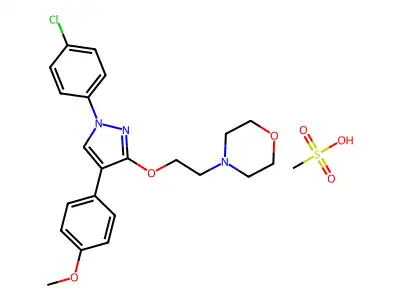 Morpholine, 4-(2-((1-(4-chlorophenyl)-4-(4-methoxyphenyl)-1H-pyrazol-3-yl)oxy)ethyl)-, monomethanesulfonate structure