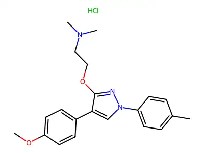 Ethanamine, N,N-dimethyl-2-((4-(4-methoxyphenyl)-1-(4-methylphenyl)-1H-pyrazol-3-yl)oxy)-, monohydrochloride structure