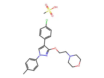 Morpholine, 4-(2-((4-(4-chlorophenyl)-1-(4-methylphenyl)-1H-pyrazol-3-yl)oxy)ethyl)-, monomethanesulfonate structure