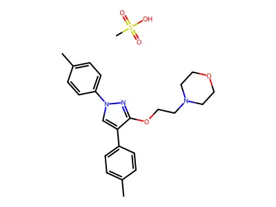 4-(2-((1,4-Bis(4-methylphenyl)-1H-pyrazol-3-yl)oxy)ethyl)morpholine monomethanesulfonate structure