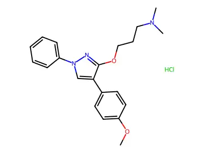 1-Propanamine, N,N-dimethyl-3-((4-(4-methoxyphenyl)-1-phenyl-1H-pyrazol-3-yl)oxy)-, monohydrochloride structure
