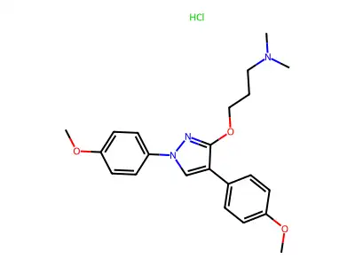 1-Propanamine, 3-((1,4-bis(4-methoxyphenyl)-1H-pyrazol-3-yl)oxy)-N,N-dimethyl-, monohydrochloride structure
