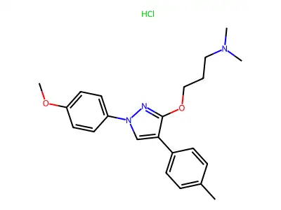 1-Propanamine, 3-((1-(4-methoxyphenyl)-4-(4-methylphenyl)-1H-pyrazol-3-yl)oxy)-N,N-dimethyl-,monohydrochloride structure