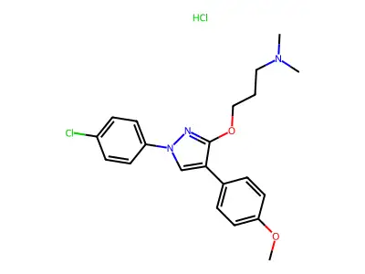 1-Propanamine, 3-((1-(4-chlorophenyl)-4-(4-methoxyphenyl)-1H-pyrazol-3-yl)oxy)-N,N-dimethyl-,monohydrochloride structure