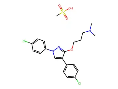 1-Propanamine, 3-((1,4-bis(4-chlorophenyl)-1H-pyrazol-3-yl)oxy)-N,N-dimethyl-, monomethanesulfonate structure