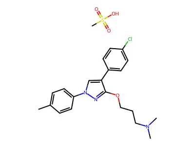 1-Propanamine, 3-((4-(4-chlorophenyl)-1-(4-methylphenyl)-1H-pyrazol-3-yl)oxy)-N,N-dimethyl-, monomethanesulfonate structure