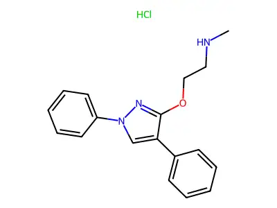 Ethanamine, 2-((1,4-diphenyl-1H-pyrazol-3-yl)oxy)-N-methyl-, monohydrochloride structure